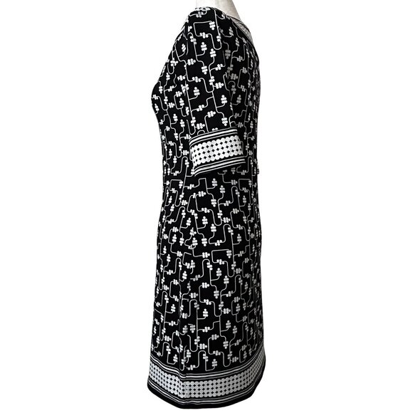 Max Studio Soft Midi Sheath Dress with 3/4 Length Sleeves - XS - Black, White - Picture 5 of 8